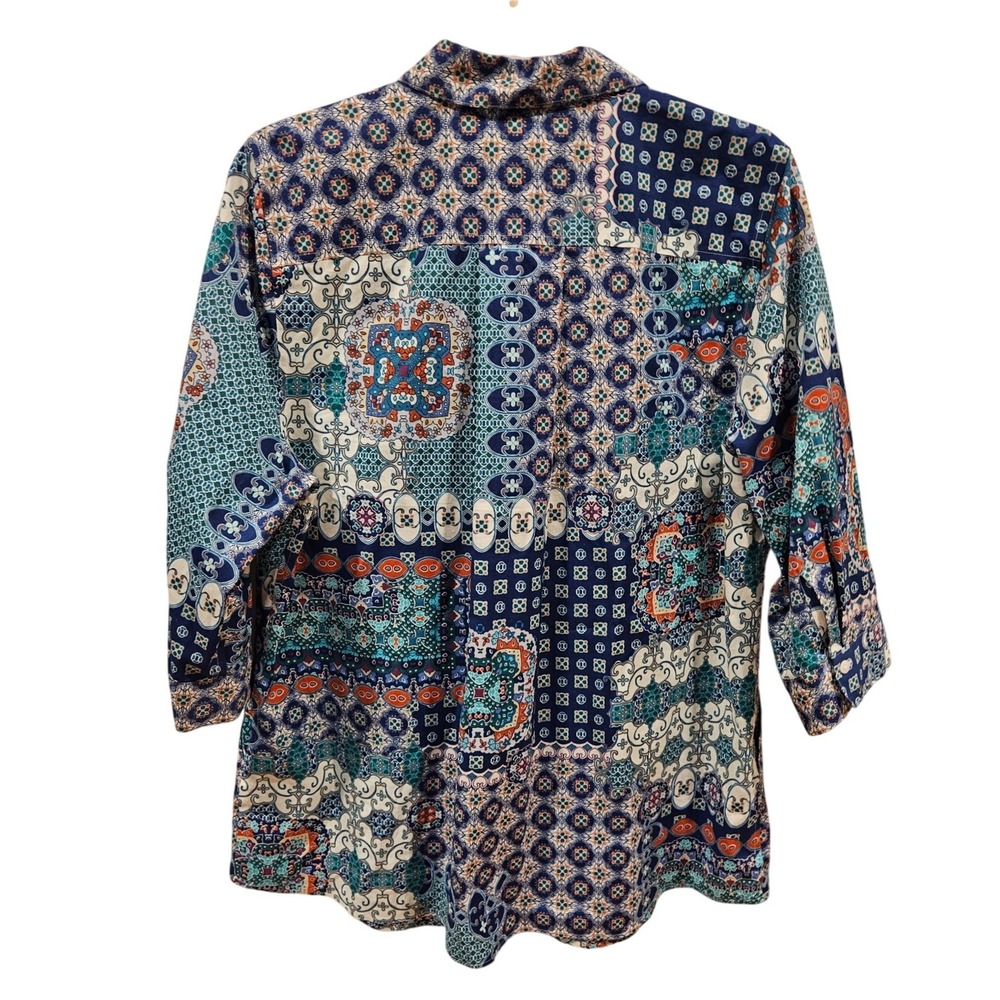 Chico's Patchwork Print Button Down Shirt Womens … - image 2